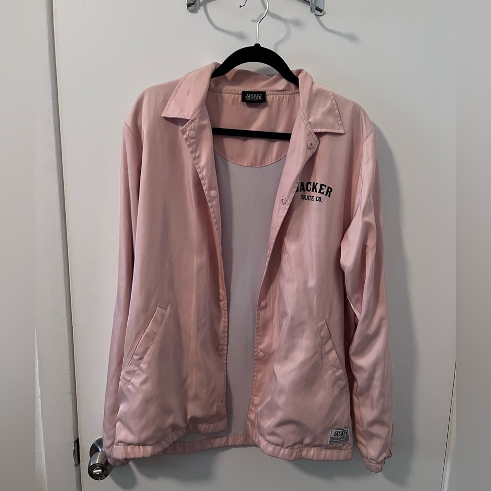 Jacker Skate Co Pink Linked Windbreaker Jacket - Size M